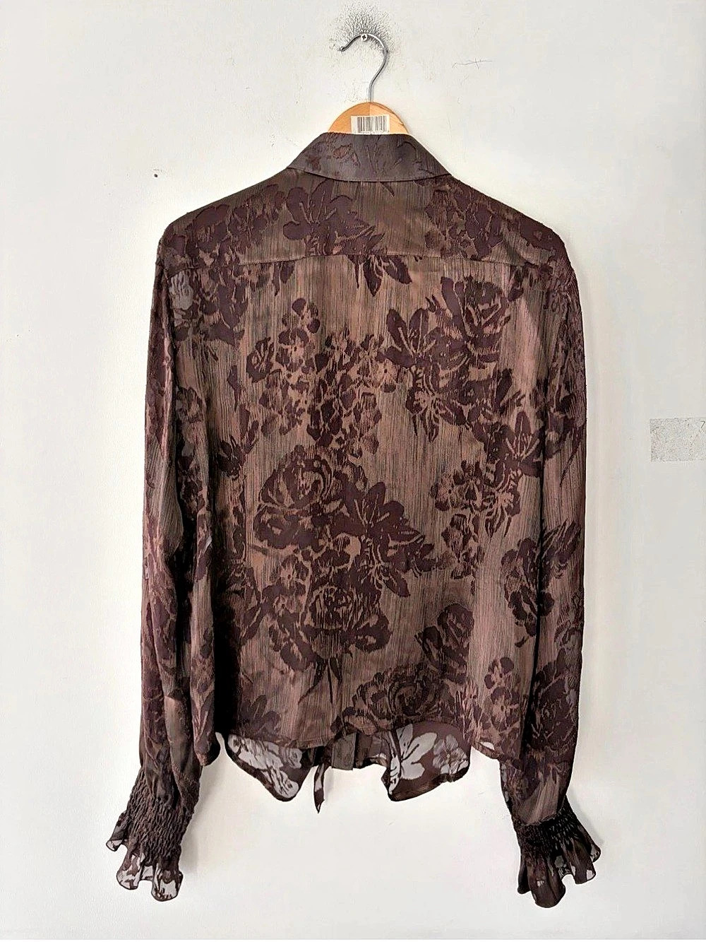 Escada Silk Sheer Floral Blouse Size 44 - Picture 5 of 5